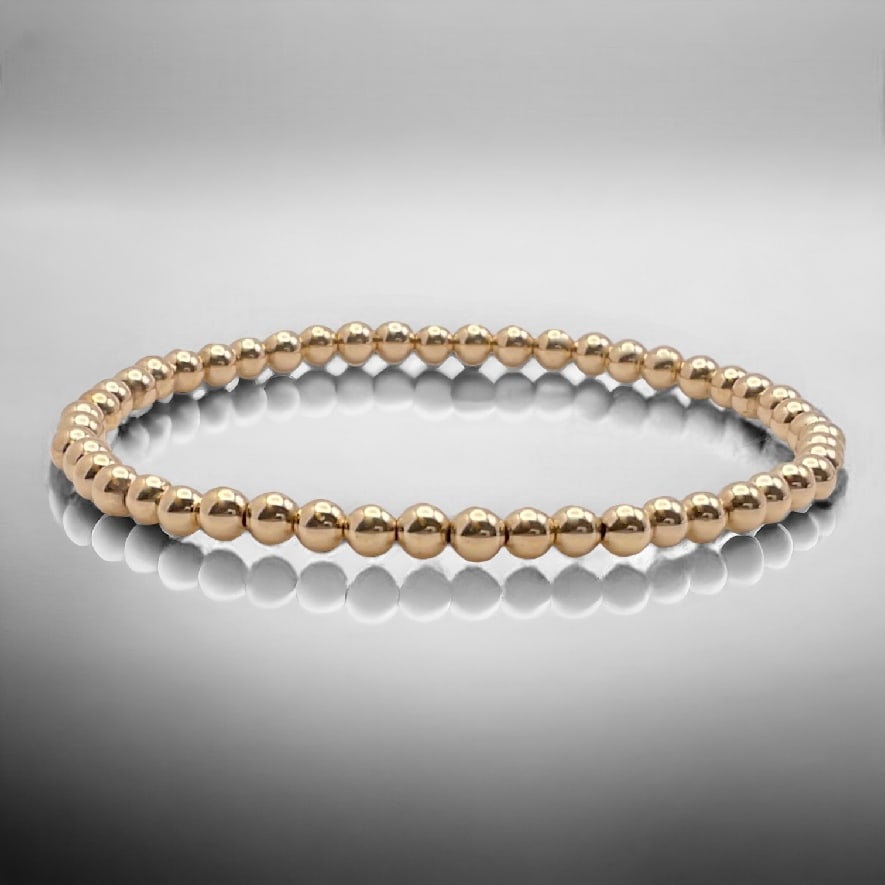 14K Gold 4mm Bead Friendship Stretch Bracelet - 7.5" (1 of 1)