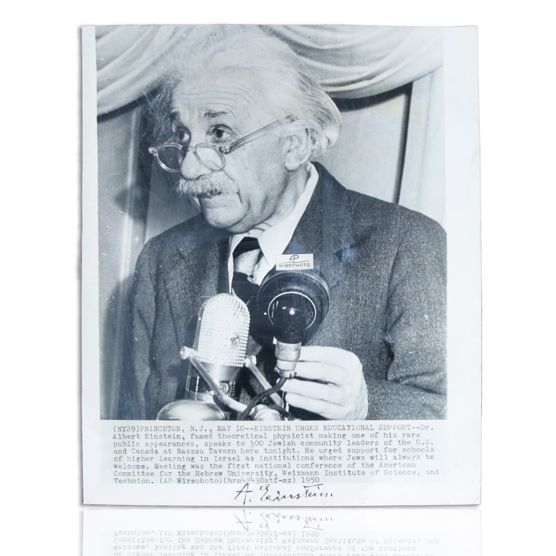 Albert Einstein Signed Photograph - A Momentous Address to Jewish Community Leaders, May 12, 1950 (1 of 4)
