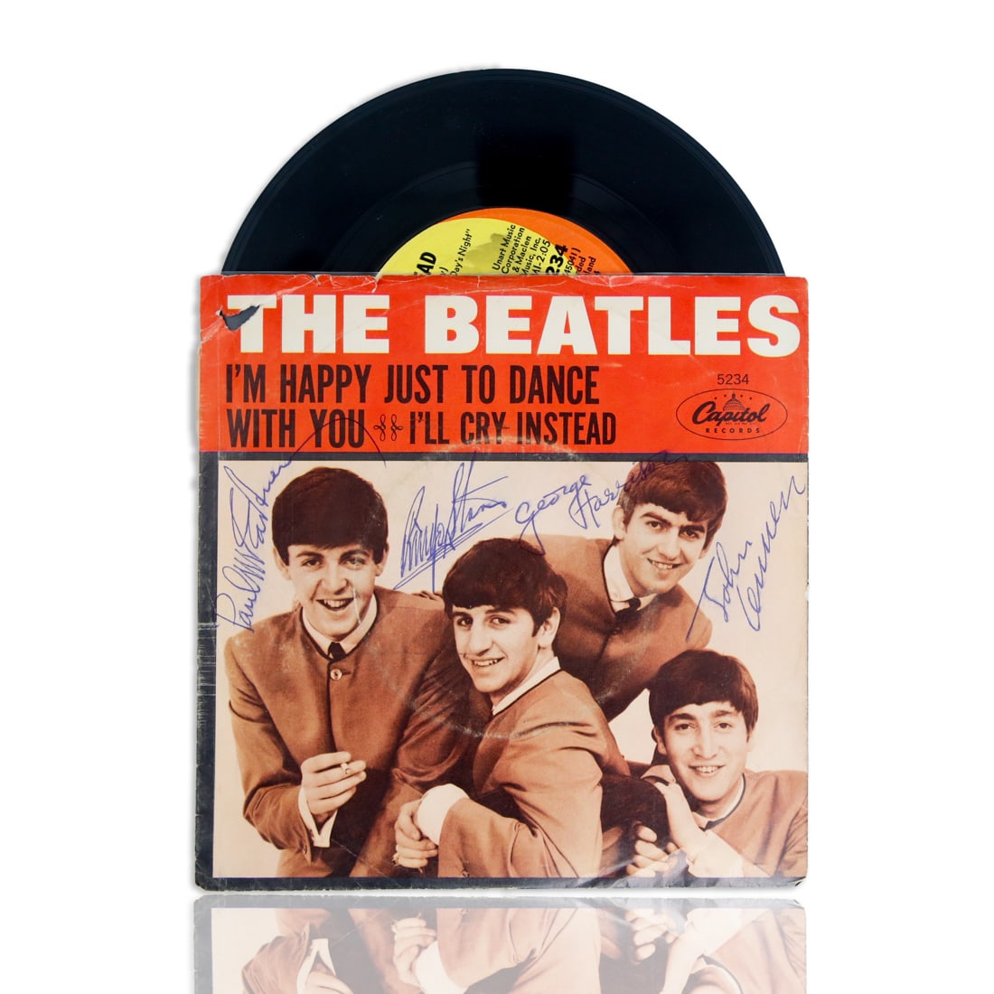 The Beatles Signed 45 RPM LP Album "I'm Happy Just to Dance with You" & "I'll Cry Instead" (1 of 4)