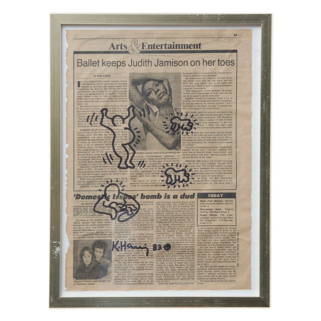 Keith Haring Original Drawing on Arts & Entertainment Newspaper (March 14, 1983) (1 of 4)