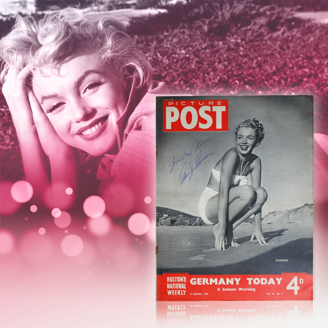 Marilyn Monroe Signed and Inscribed "Love and Kisses" Picture Post Magazine Aug 13 1949 (1 of 4)