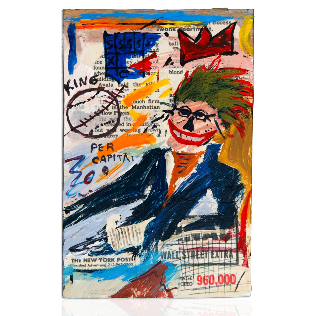 Jean-Michel Basquiat Original Painting - "Baseball Man with Crown" (1 of 3)