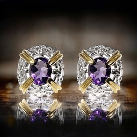 Elegantly crafted Earrings with mesmerizing purple hues of amethyst
