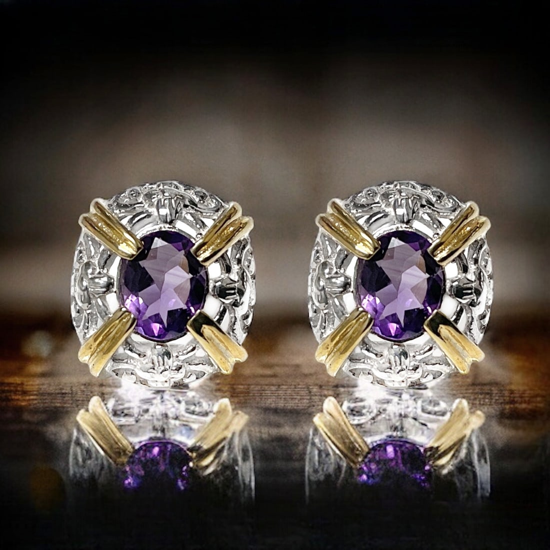 Elegantly crafted Earrings with mesmerizing purple hues of amethyst (1 of 1)