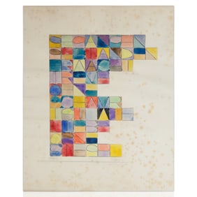 Paul Klee, "Word Poem" Mixed Media on Paper Mounted Circa 1918