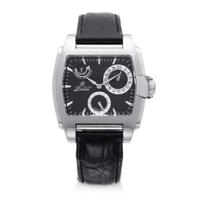 Duboule Power Reserve Auto-Winding Black Dial with Date, Second Sub-dial Watch with Black Leather