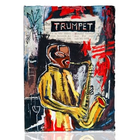 Jean-Michel Basquiat Painting - "Trumpet Player with Yellow Shirt"