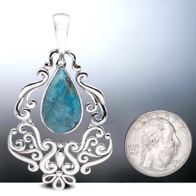 Regal Pear shaped Turquoise Sterling Silver Pendant