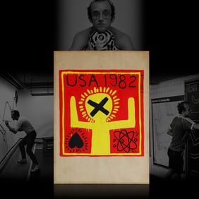 Keith Haring Painting on Paper - "USA 1982"