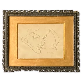 Henri Matisse Tete de Femme Graphite Drawing Framed