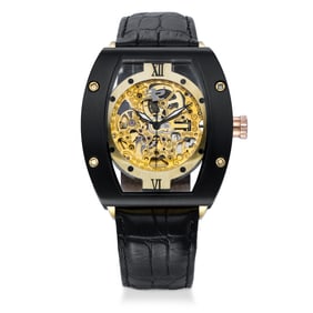 32 Degrees Black Tourneau Case Automatic Watch