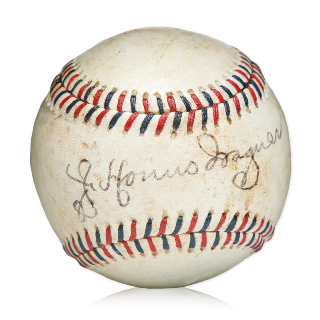 Rare Honus Wagner Signed Baseball with Red and Blue Stitching - Baseball's Golden Era (1 of 7)