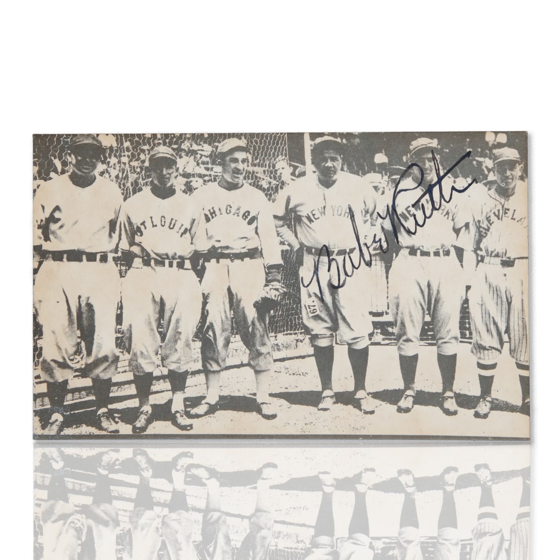 Babe Ruth Signed Postcard - 1934 American League All Stars (1 of 3)