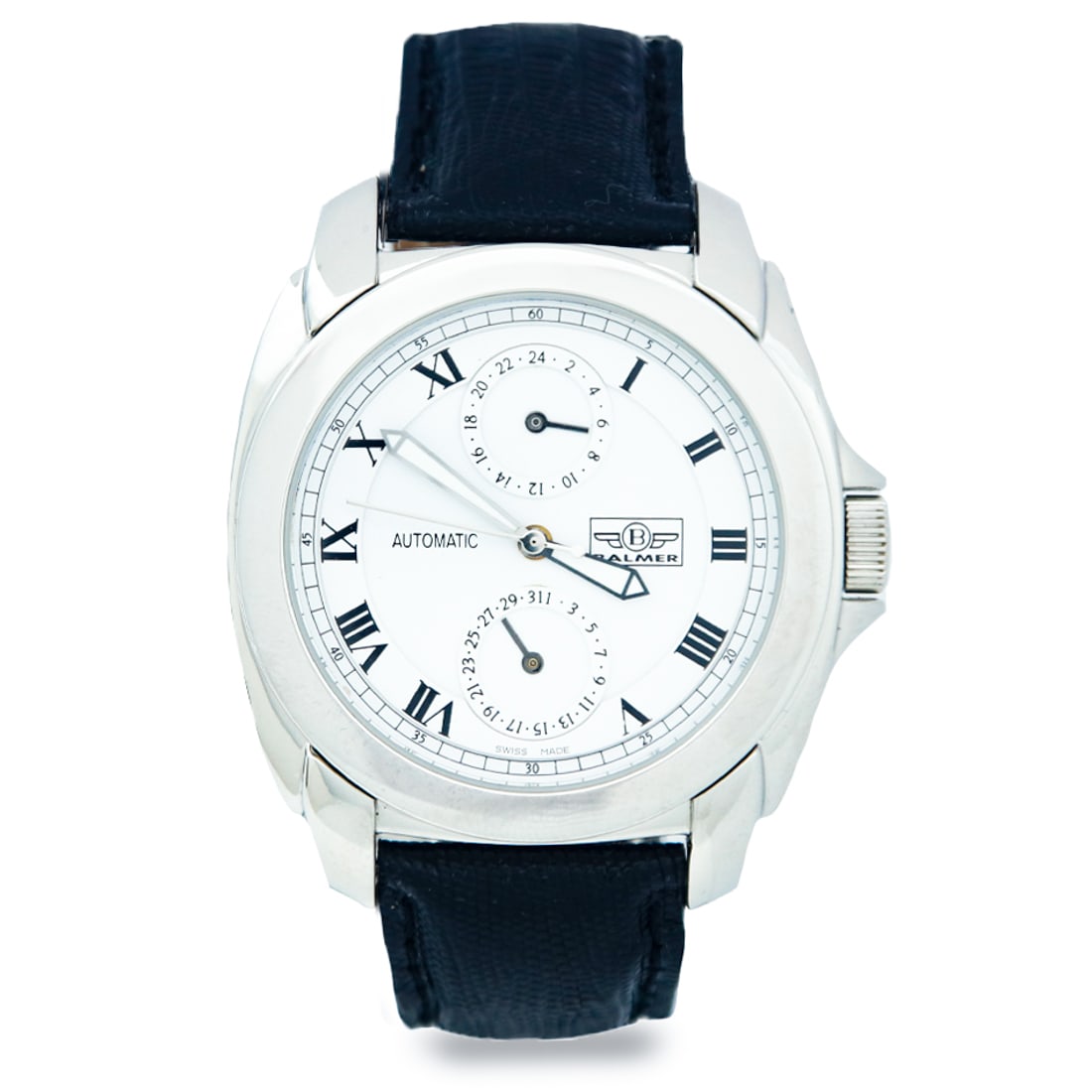 Balmer Vintage Swiss Made Complicated Automatic Watch: Rare Balmer Swiss-Made Automatic Watch with 24-Hour/Second Time Zone and Date Complications – New Old Stock, Vault Kept for 20 YearsDescription:We present an exquisite artifact of horology, a Ba