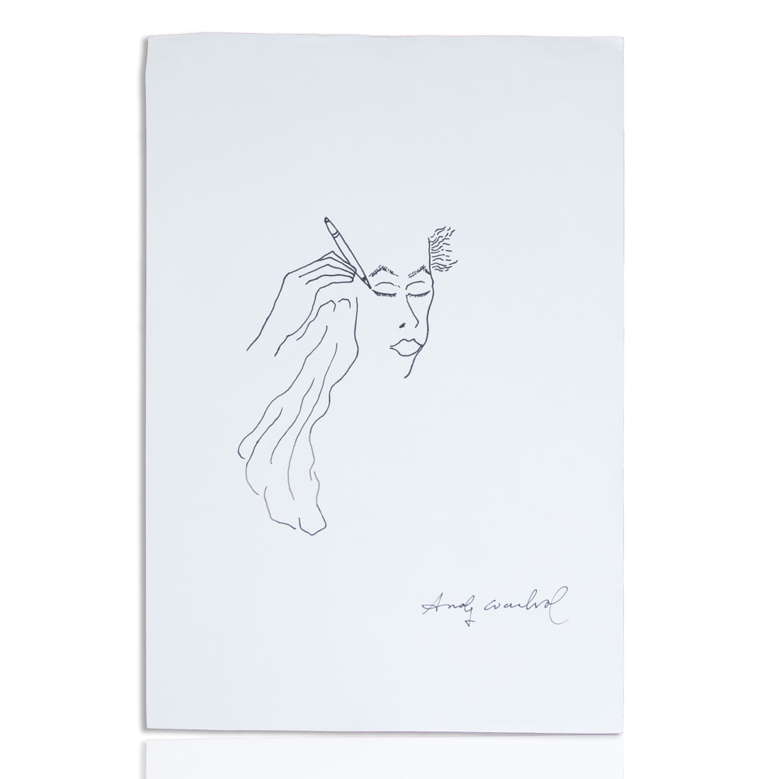 Andy Warhol Original Drawing of Person Drawing Own Face (1 of 4)