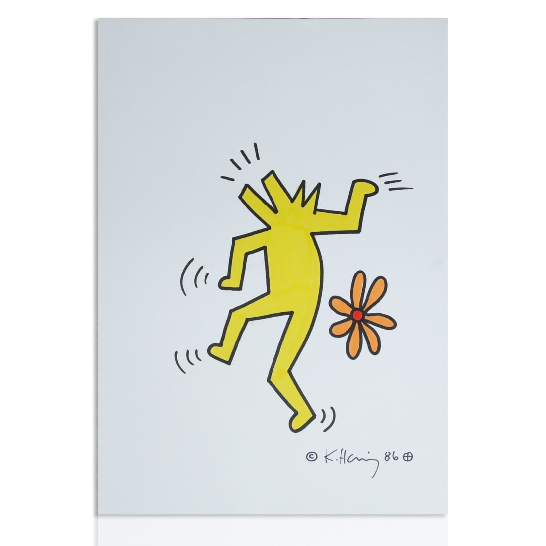 Keith Haring's "Yellow Man with Dog Head" Drawing, 1986 (1 of 6)