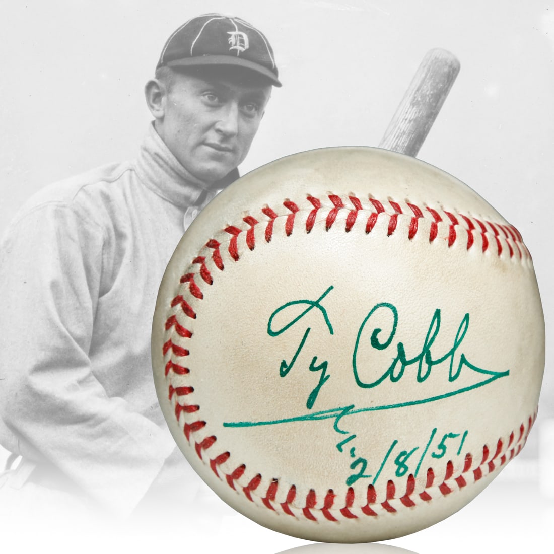 Ty Cobb Signed Baseball - Dated 02/08/51 (1 of 7)