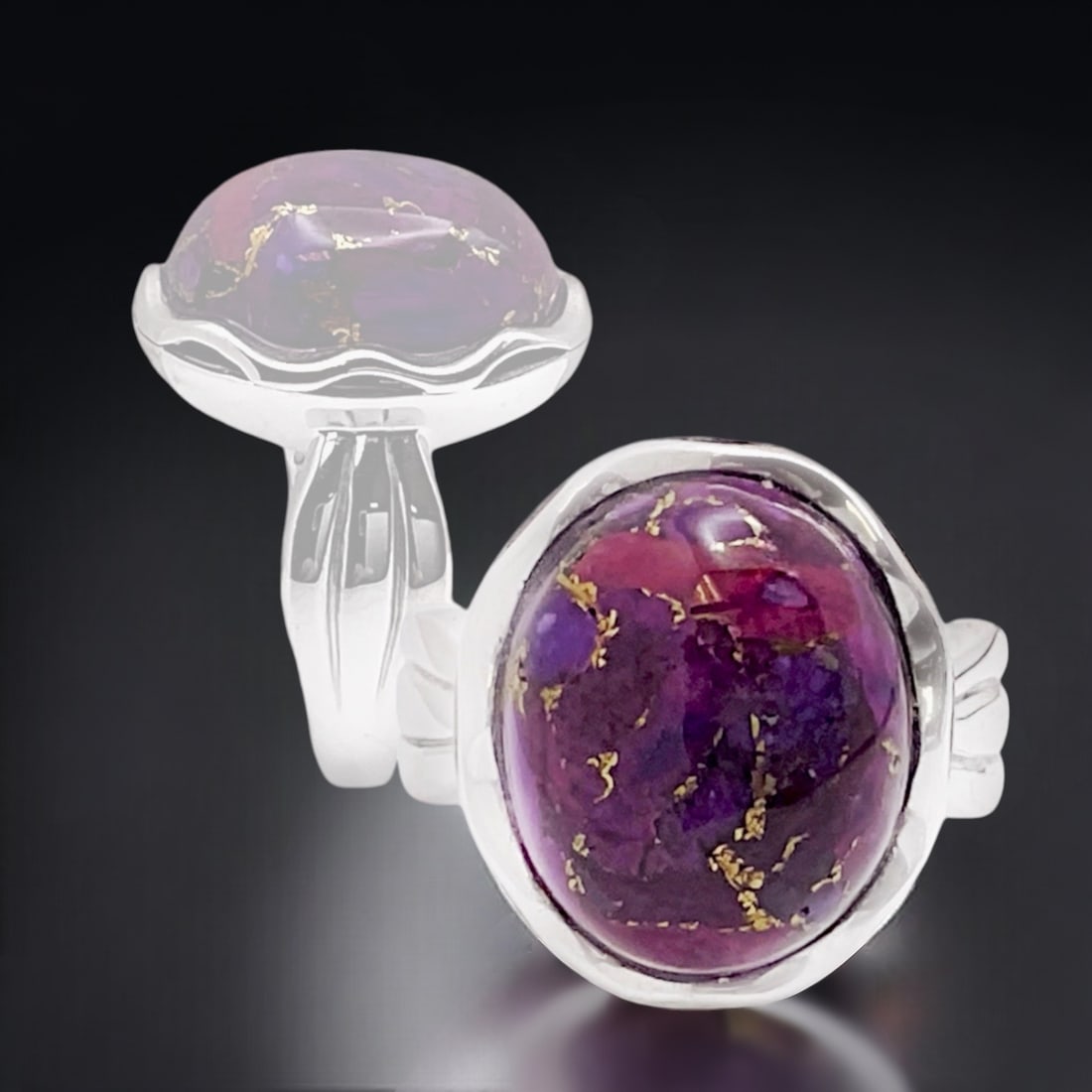 Regal Purple Mojave Turquoise Sterling Silver Ring - Size 8 (1 of 1)