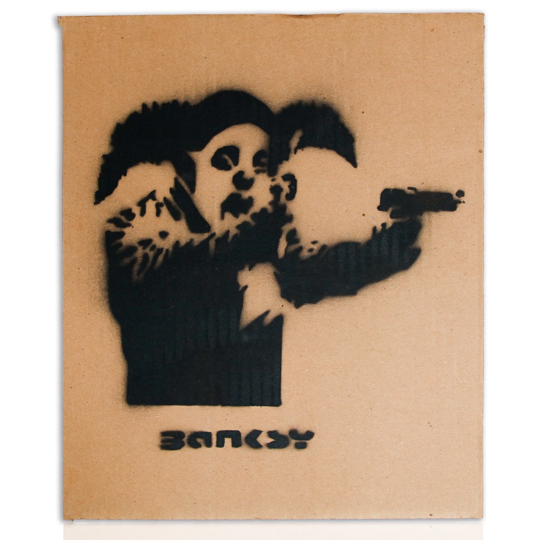 Banksy Original Painting on Cardboard - "Clown with Pistols" (1 of 3)