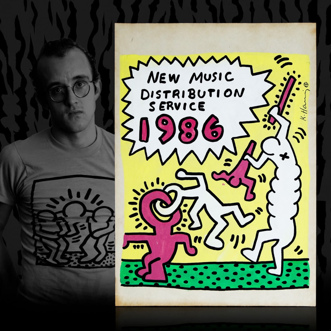 Extraordinary Keith Haring - "New Music Distribution Service 1986" (1 of 9)