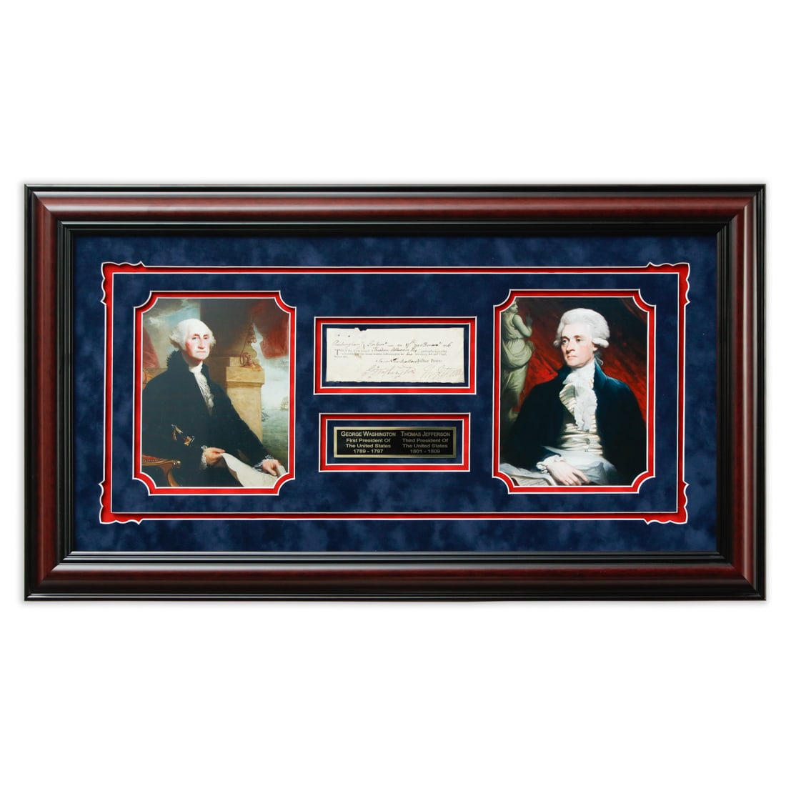 Framed George Washington and Thomas Jefferson Signed Justice of the Peace Document Cut (1 of 4)