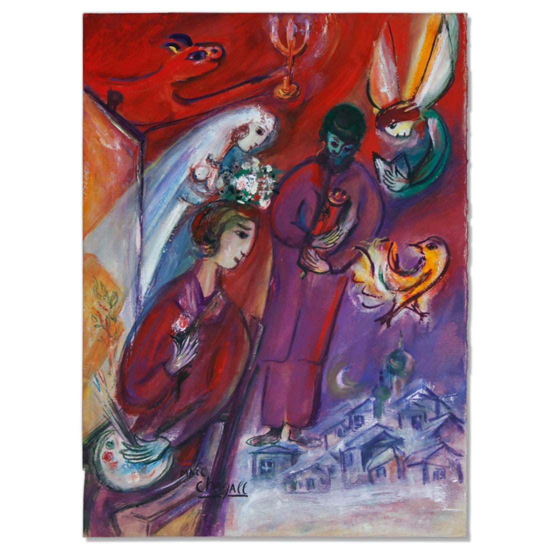 Marc Chagall Signed Painting - "The Marriage Ceremony" (1 of 10)