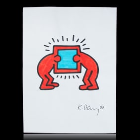 Keith Haring Original Art Drawing with Marker