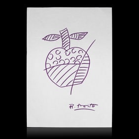 R. Britto Drawing with Marker of Purple Fruit