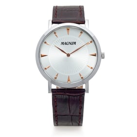 Magnum Mens Brown Leather Strap Watch