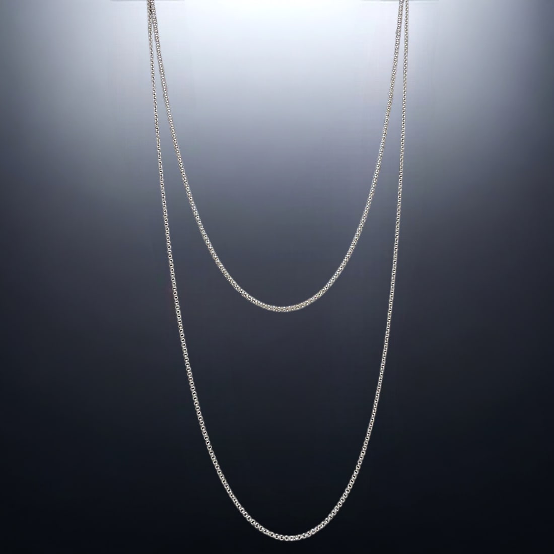 Set of 2 Sterling Silver Chains: 18" Popcorn and 24" Rolo (1 of 2)