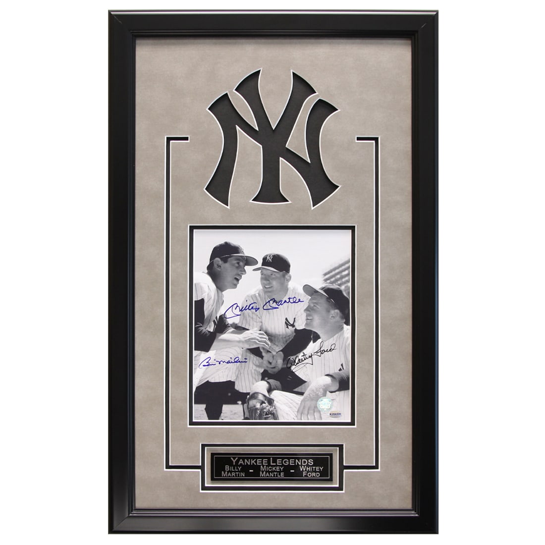 NY Yankees: Mickey Mantle, Billy Martin, & Whitey Ford Signed Photo: Edward Charles "Whitey" Ford: is an American former Major League Baseball pitcher who spent his entire 16-year career with the New York Yankees. He was voted into the Baseball Hall of Fame in 1974. Fo