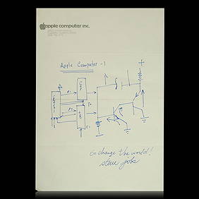 Steve Jobs Hand-Drawn and Signed Schematic of the Apple 1 Computer (1 of 3)