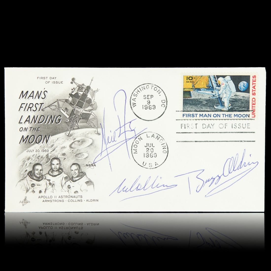 Apollo 11 Astronauts Signed “Man’s First Landing on the Moon” Envelope (1 of 5)
