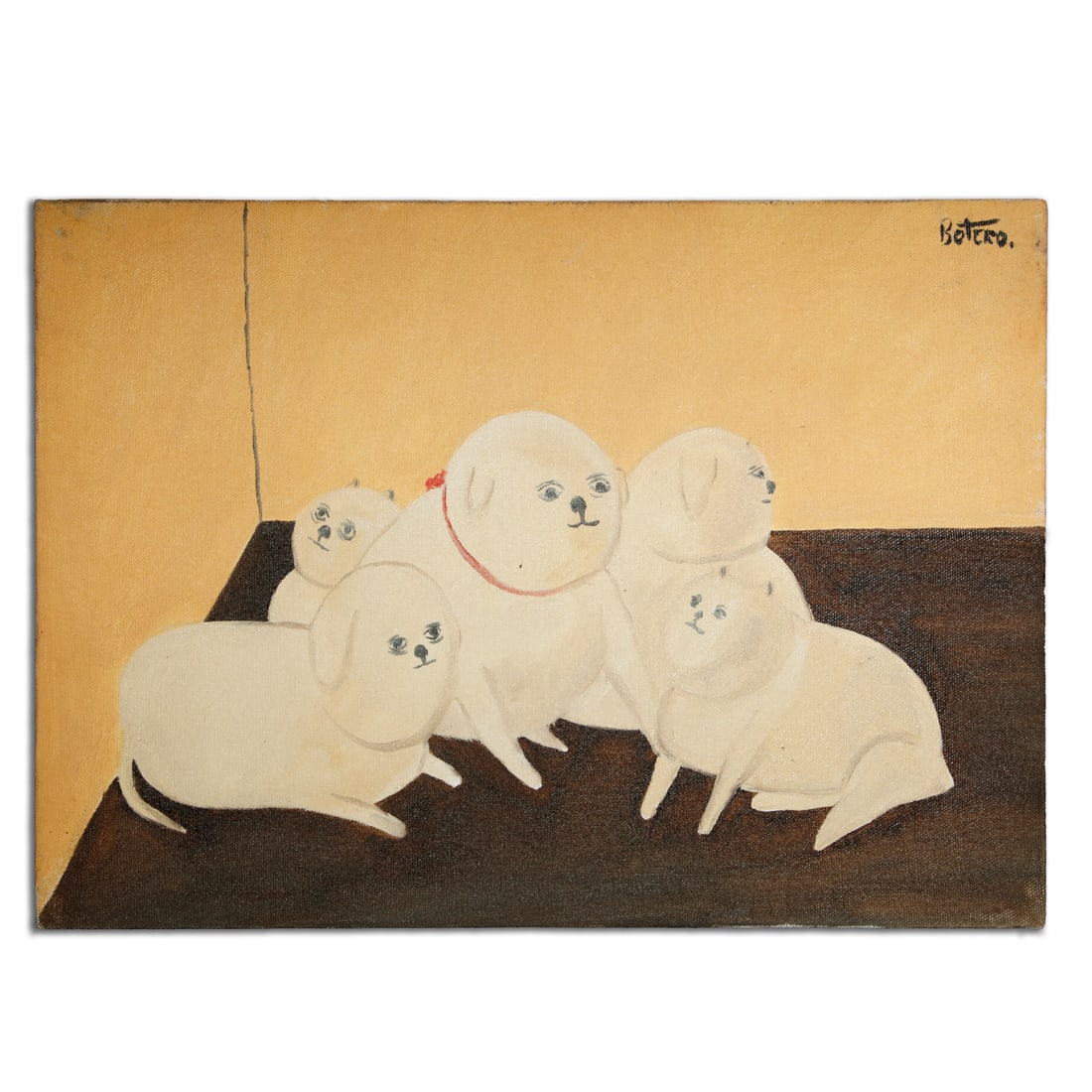 Painting Attributed to Fernando Botero: Painting Attributed to Fernando Botero. Item Details: Artist: Attributed to Fernando Botero. Medium: Mixed media (chalk and color pencils or similar). Dimensions: 10" x 14". Signature: Signed on the t