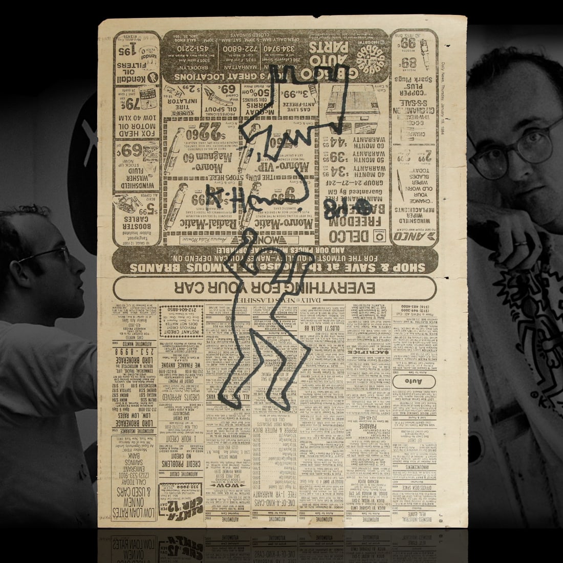 Keith Haring Drawing on Newspaper (1 of 4)