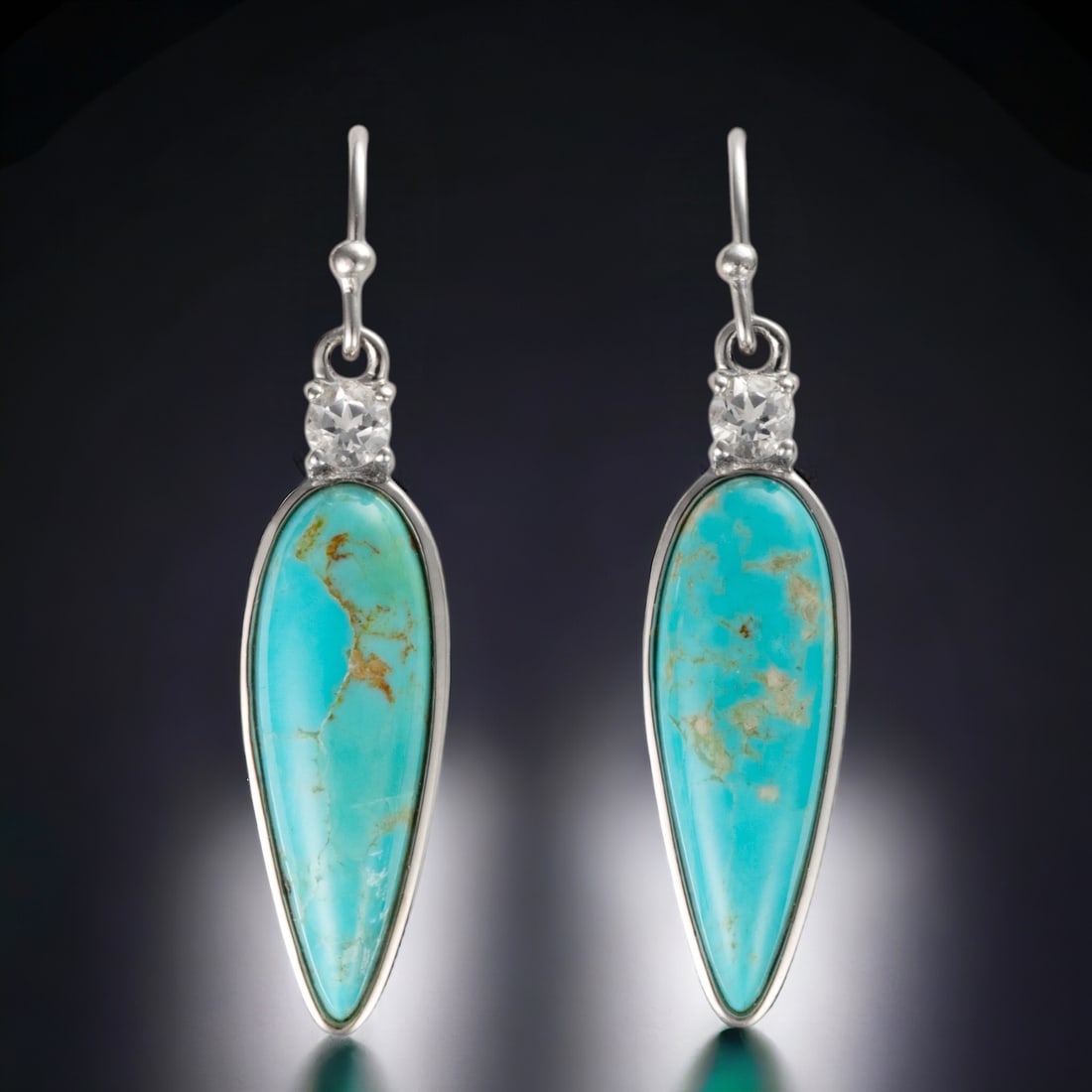 Southwest Turquoise & White Topaz Sterling Silver Earrings (1 of 1)