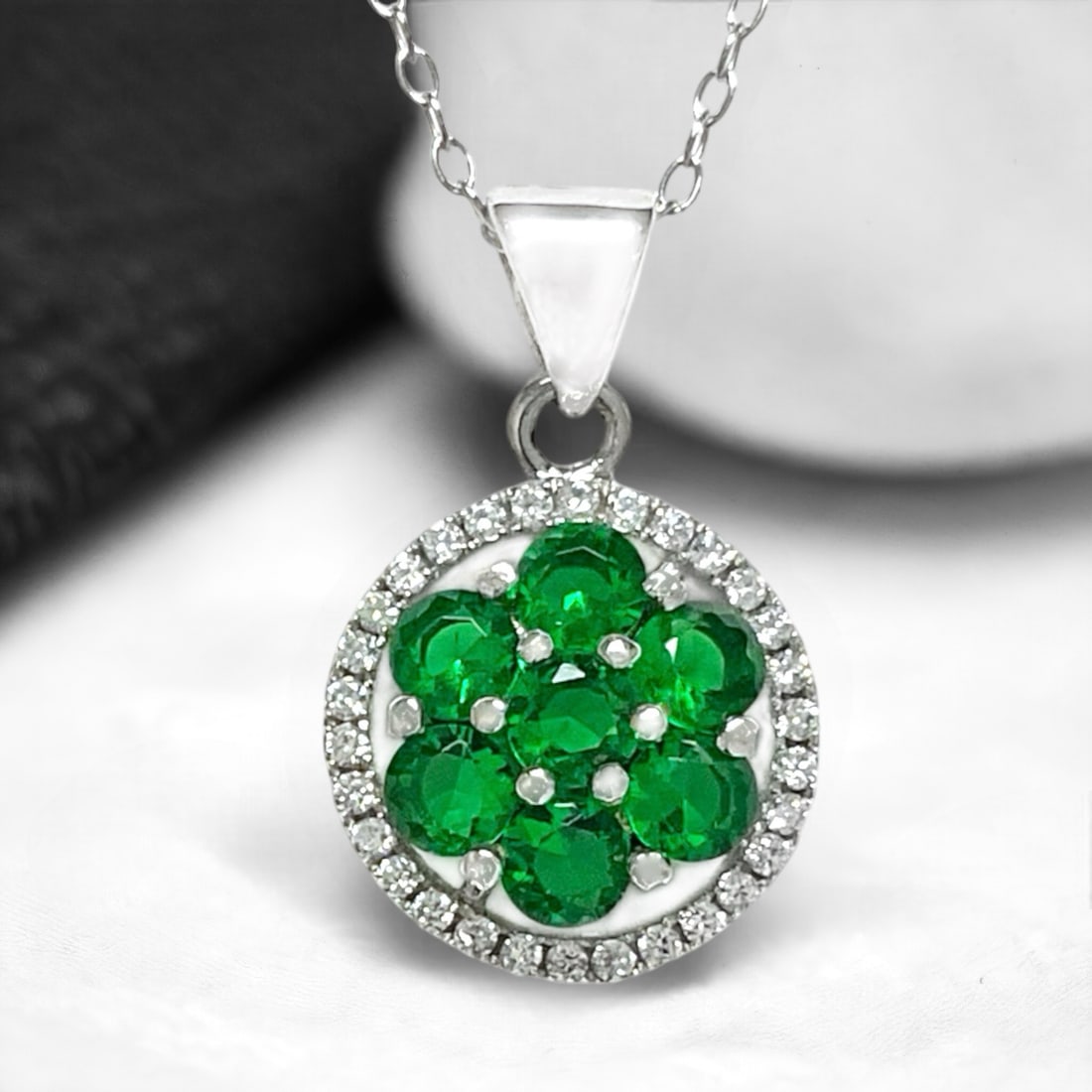 Chrome Diopside Flower Sterling Silver Pendant with an 18" Sterling Silver Chain (1 of 1)