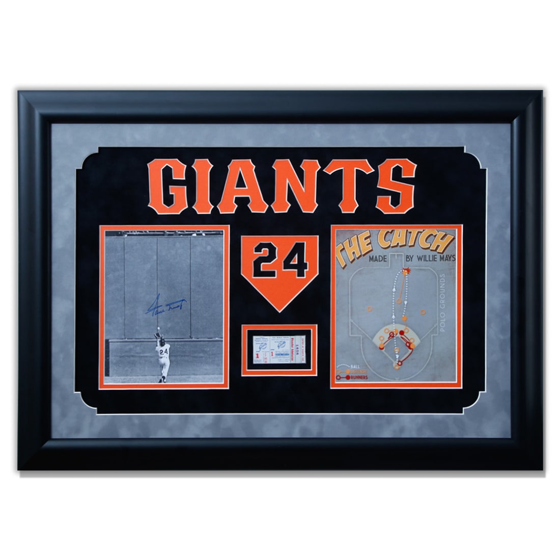 Willie Mays SF Giants Signed 8x10 Photograph: Willie Mays San Francisco Giants Autographed 8x10 Photograph, Exquisitely Presented in a 33x24 Custom Frame. We are extremely pleased to offer an invaluable artifact of American sports history –