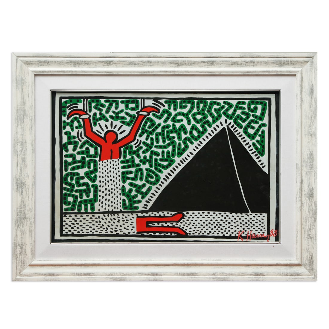 Keith Haring Oil Painting - Red Man in Two Pieces (1 of 16)