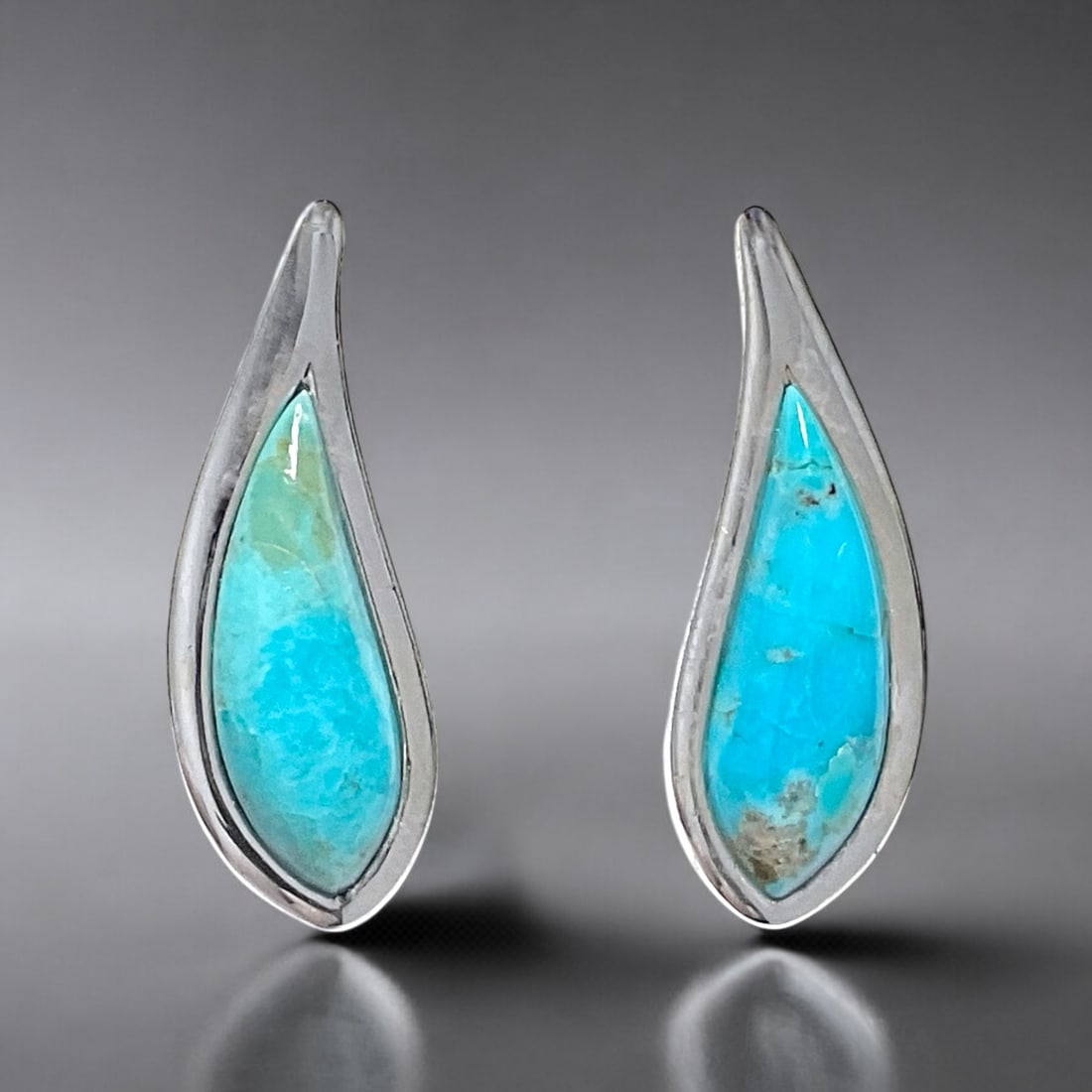 Elegant Sterling Silver Earrings wrapped around Turquoise to create a stunning design (1 of 1)