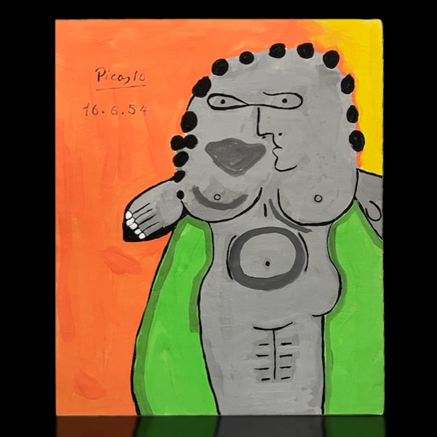 Painting Attributed to Pablo Ruiz Picasso - 8x10 Woman's Portrait (6-16-54) (1 of 2)