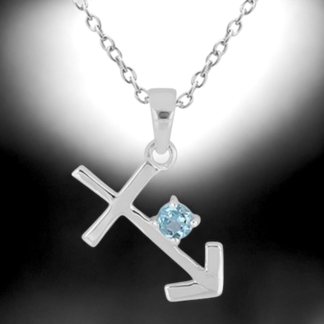 0.35ct Swiss Blue Topaz Sterling Silver Cross & Anchor Pendant (1 of 1)