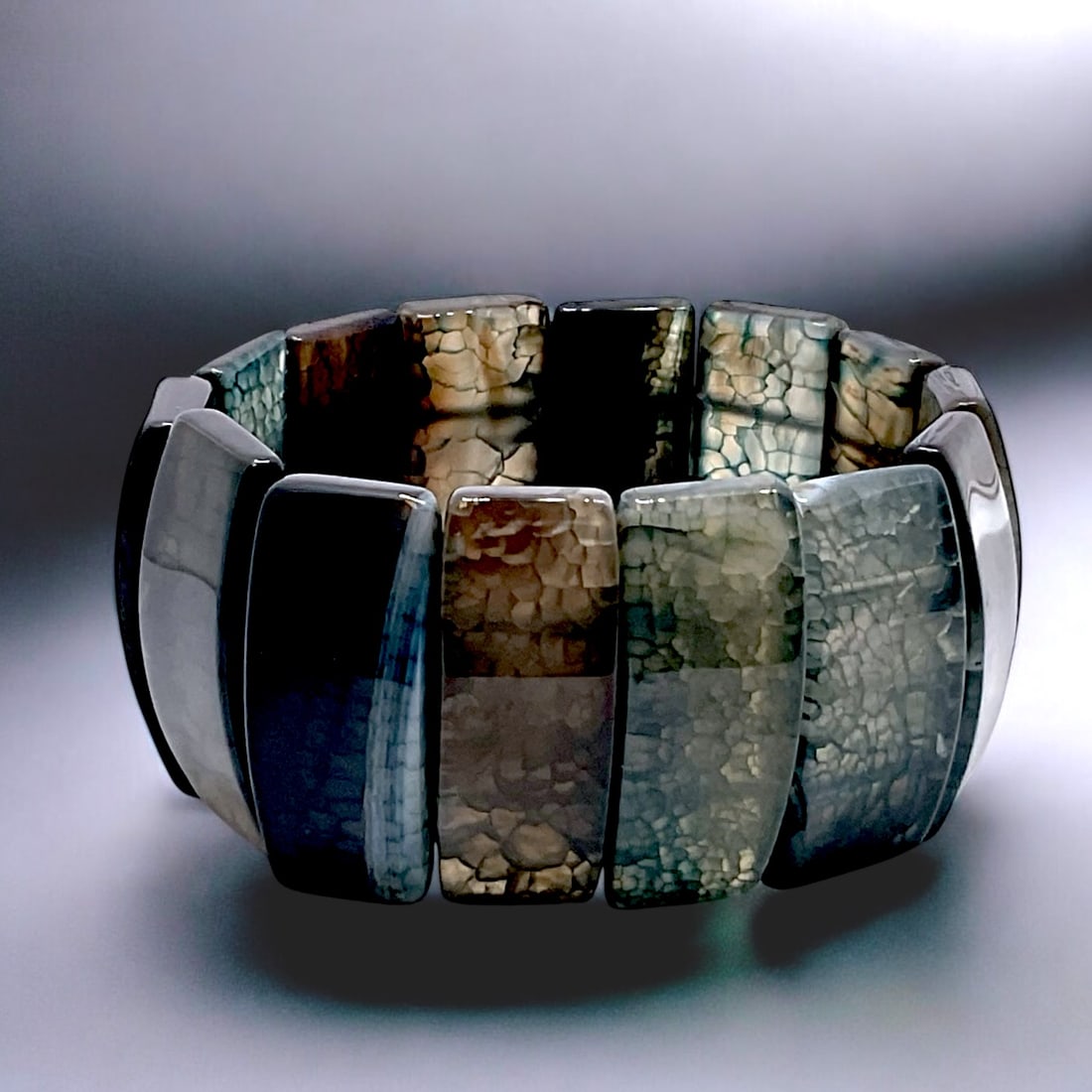 Dyed Agate Stretch Bracelet 30 mm wide for bold statement piece of jewelry (1 of 1)