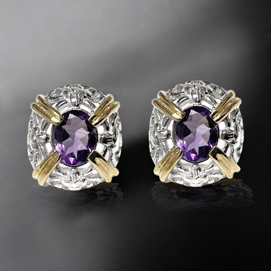 Elegantly crafted Earrings with mesmerizing purple hues of amethyst, set in a delightful fusion of (1 of 1)