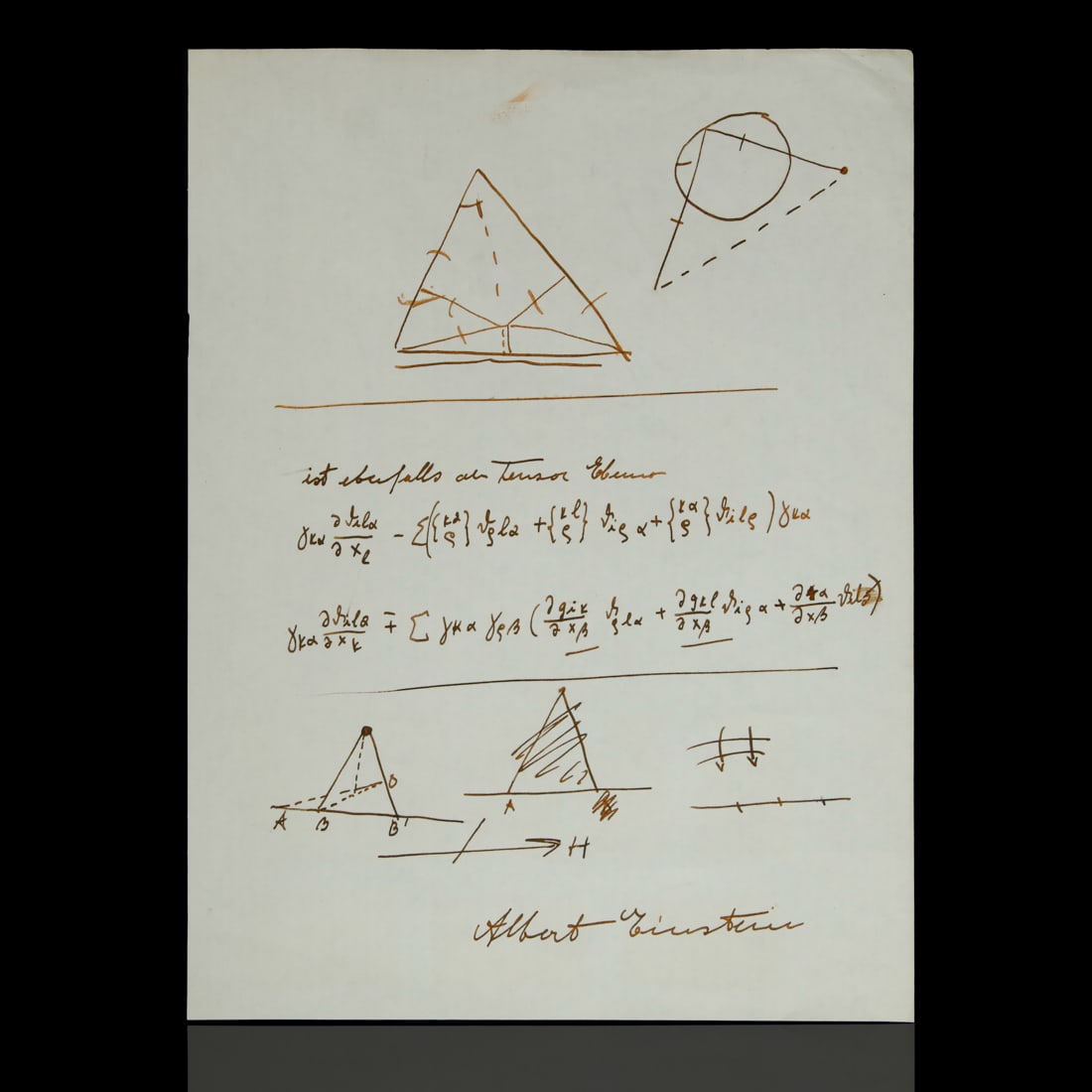 Forensically Authenticated Albert Einstein Signed Page with Equations and Drawings (1 of 6)
