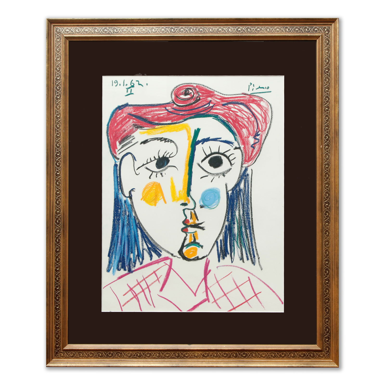 Framed Pablo Picasso Mixed Media Drawing (1 of 5)