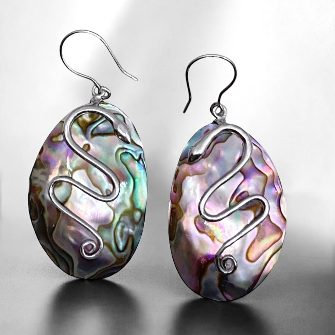 Sophisticated Snake design Abalone Earrings set in Sterling Silver (1 of 1)