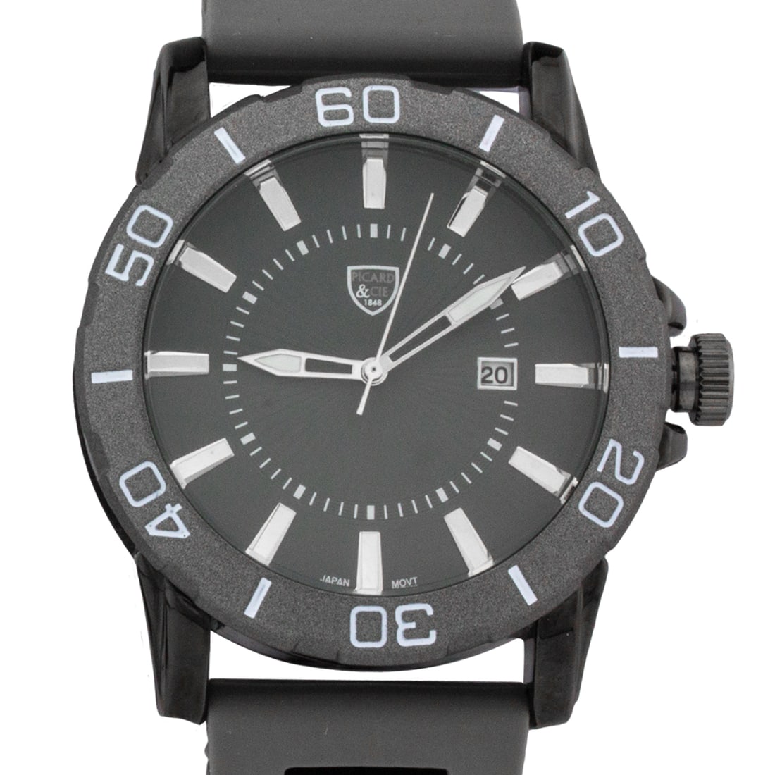 Picard & Cie Men's Sport Watch: Picard & Cie Men's Sport Watch, Movement: Japan Quartz, Material: Stainless Steel, Water Resistance: 30 meters, Case Thickness: 15 mm, Closure Type: Buckle, Dial Window Material: Mineral Crystal, Coun