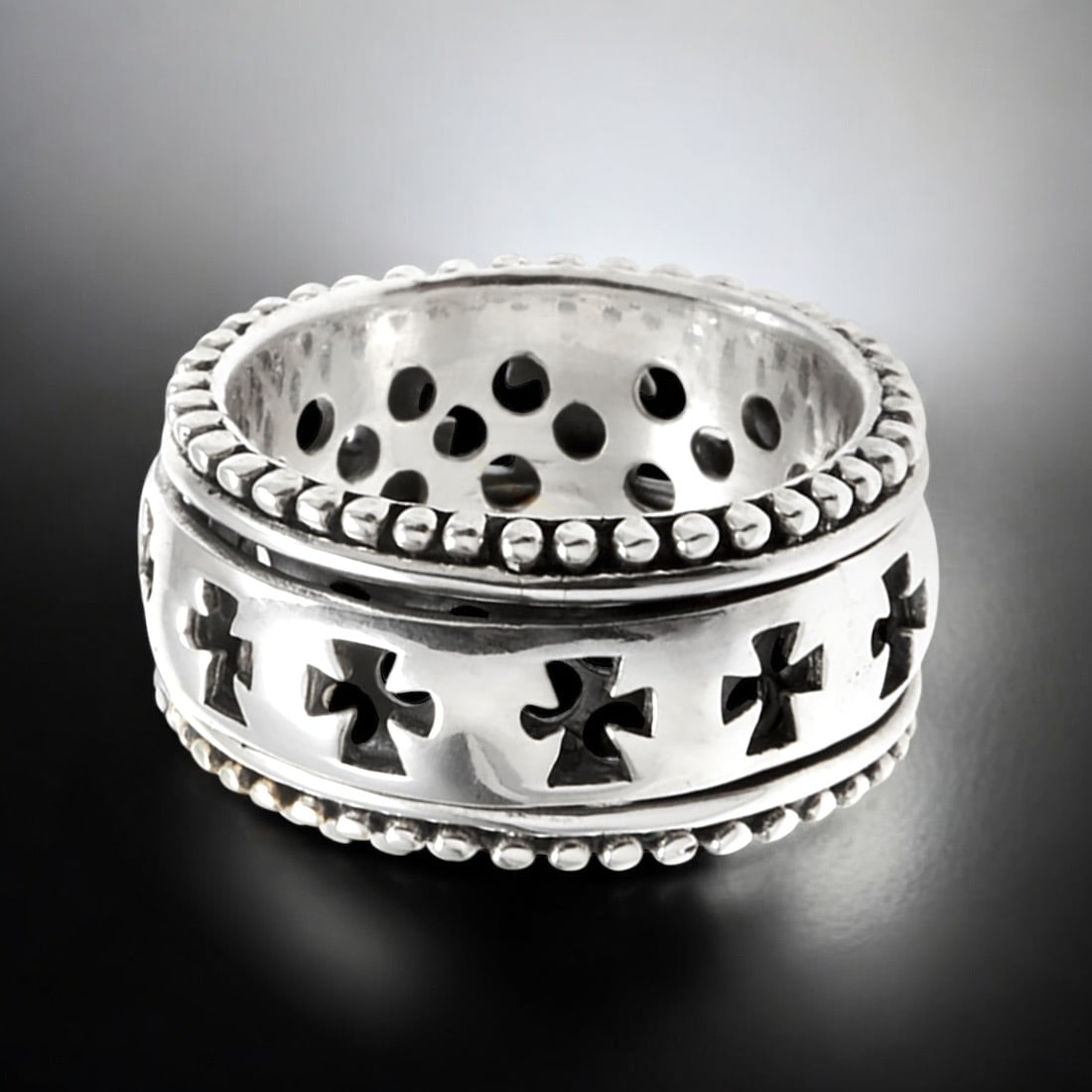 Spritual Sterling Silver Cross Ring - Size 7 (1 of 1)