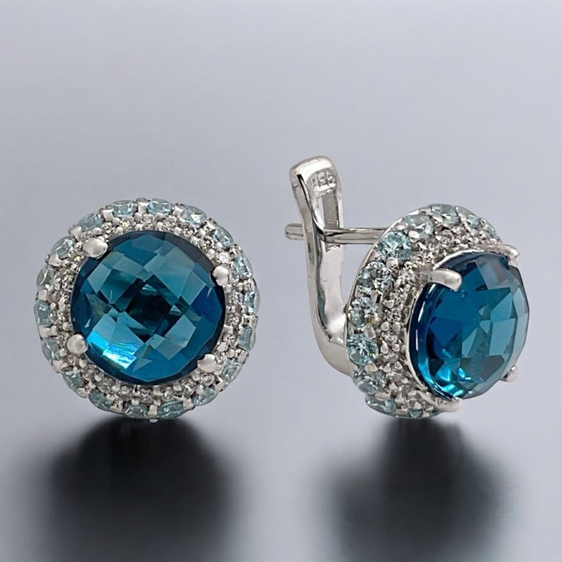Heavenly Blue Topaz Earrings set in Sterling Silver and adored with sparkling White Topaz Gems (1 of 1)